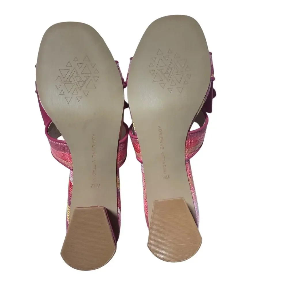 Adrienne Vittadini Women's Arnoldo Pink mid block heel Sandals SZ/ 7.5 M